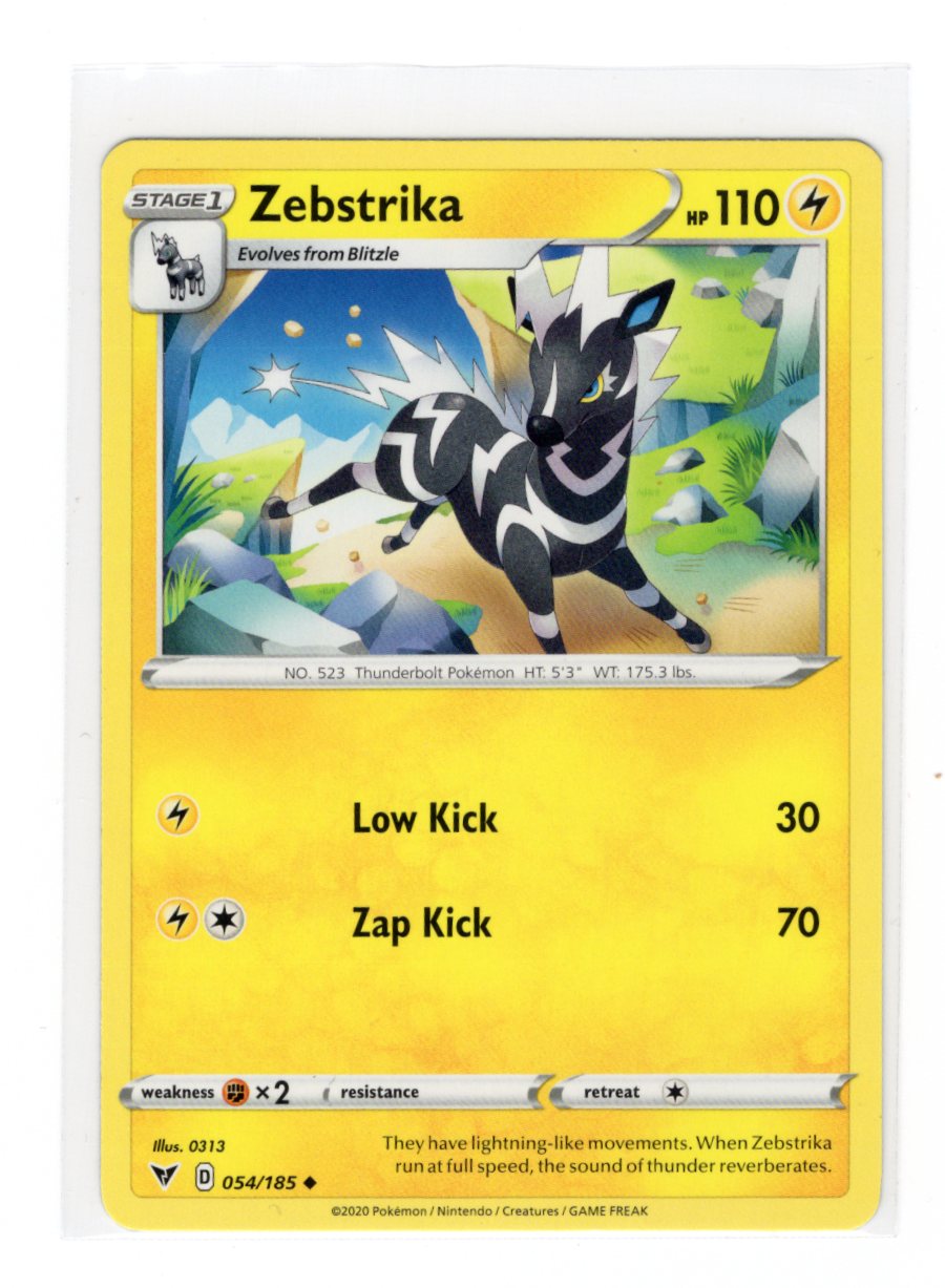 2020 Pokemon Sword & Shield Base Zebstrika #054/185 Uncommon