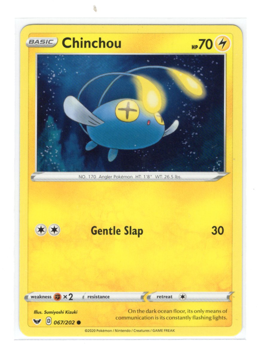 2020 Pokemon Sword & Shield Base Chinchou #067/202 Common Lightning