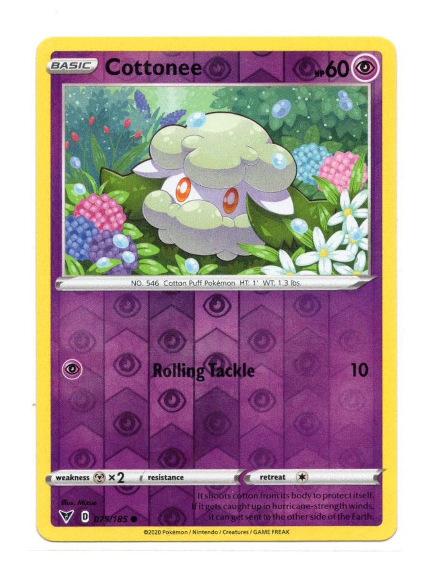 Cottonee 075/185 Reverse Holo Pokemon Vivid Voltage VIV 2020 TCG