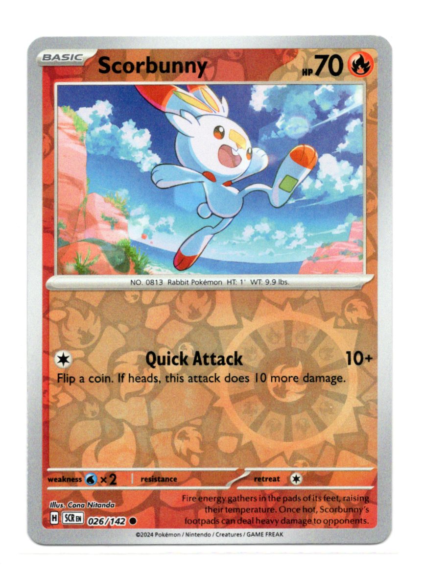 Scorbunny 026/142  Reverse Holo Pokemon Shrouded Fable SFA 2024