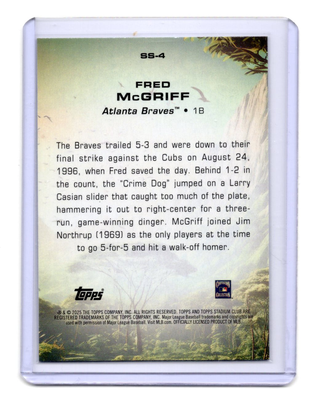 2025 Stadium Club Fred McGriff Card Savage Sluggers Atlanta Braves #SS-4