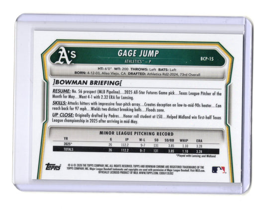 2026 Bowman Gage Jump Card Chrome Prospects Reptilian Refractor