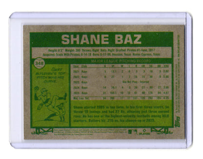 2026 Topps Heritage Shane Baz Card Glossy Tampa Bay Rays #348