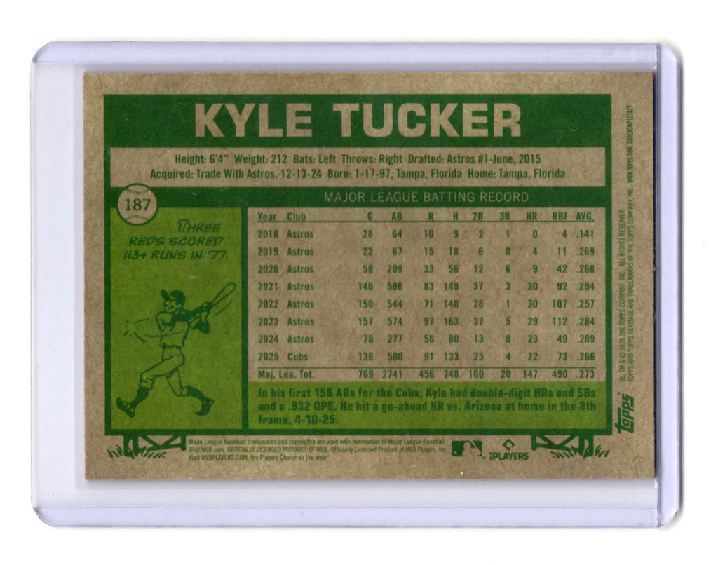 2026 Topps Heritage Kyle Tucker Card Chrome Pink Sparkle Refractors  Cubs #187