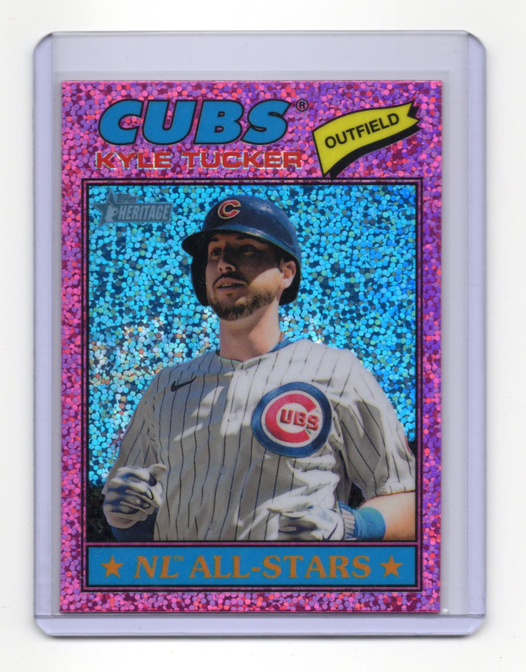 2026 Topps Heritage Kyle Tucker Card Chrome Pink Sparkle Refractors  Cubs #187