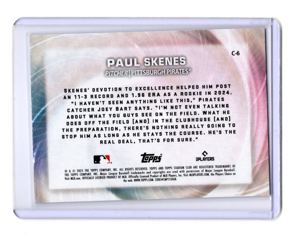 2025 Stadium Club Paul Skenes Card Concentration Pittsburgh Pirates #C-6