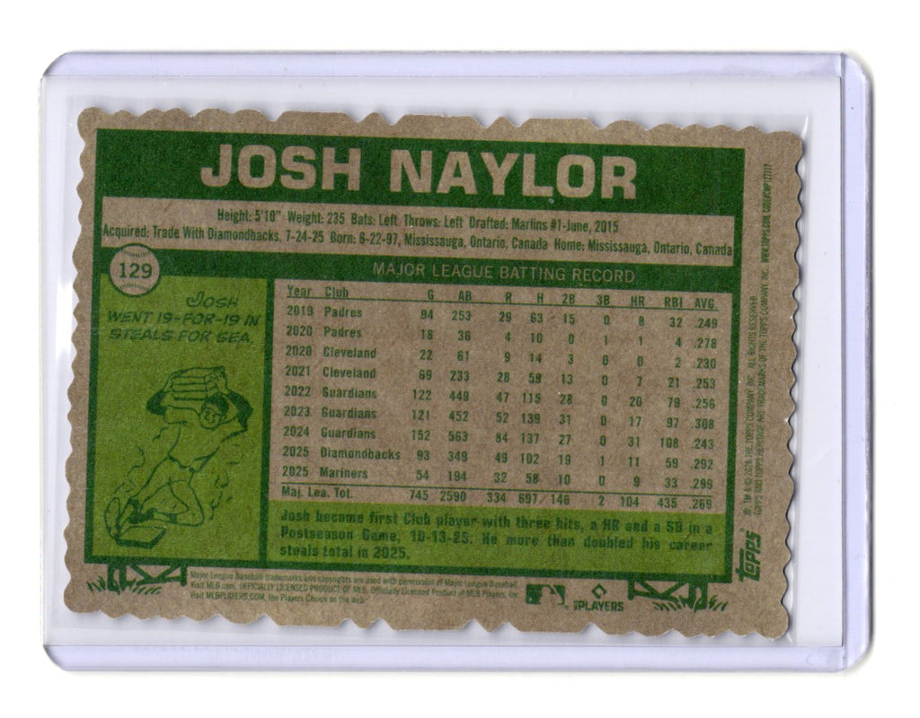 2026 Topps Heritage Josh Naylor Card Deckle Edge Seattle Mariners #129