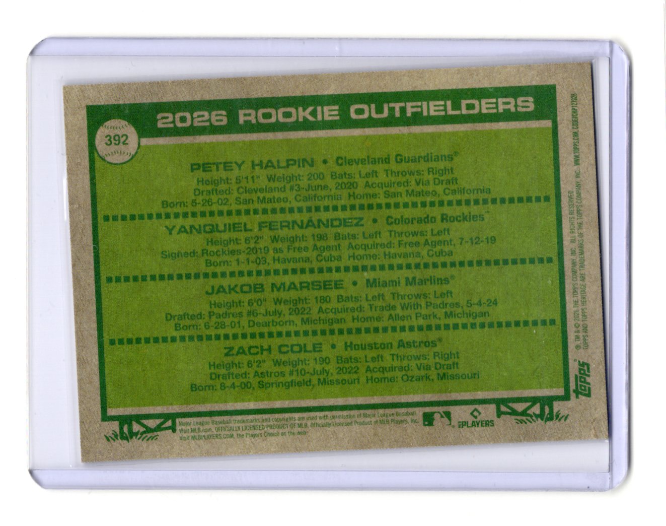 2026 Topps Heritage Rookie Outfielders  English / Thomas /  Valera /  Robertson