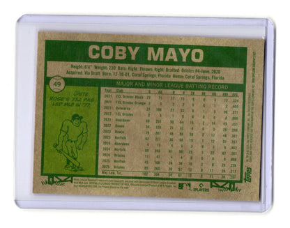 2026 Topps Heritage Coby Mayo Card Chrome Pink Sparkle Refractors Orioles #49