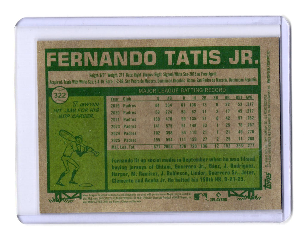 2026 Topps Heritage Fernando Tatis Jr. Card Chrome Burgundy Sparkle Padres