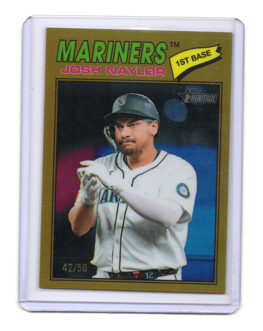 2026 Topps Heritage Josh Naylor Gold Border Parallel /50 #129 Mariners