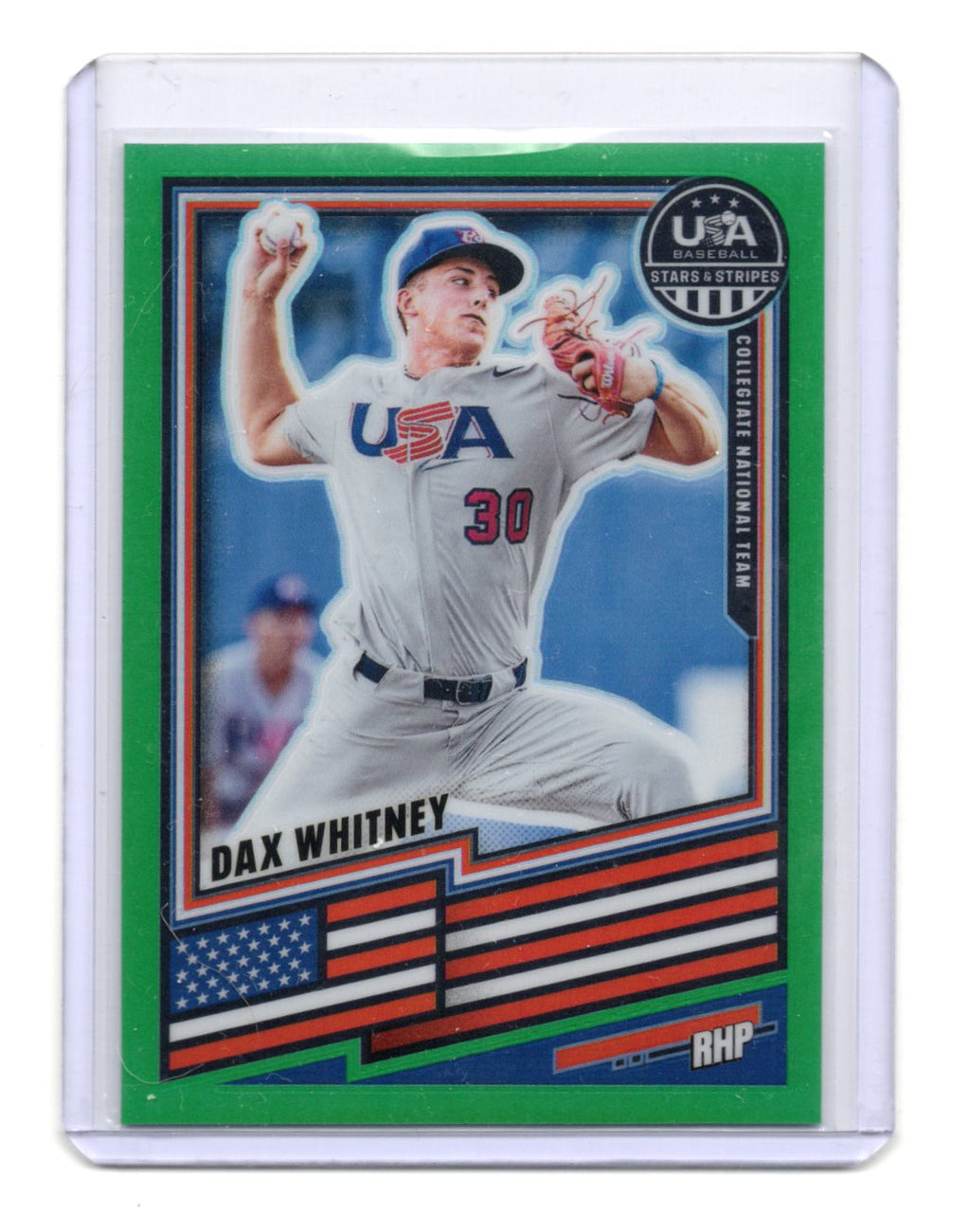 2026 Panini Stars & Stripes Prizm USA Baseball Dax Whitney Card Green