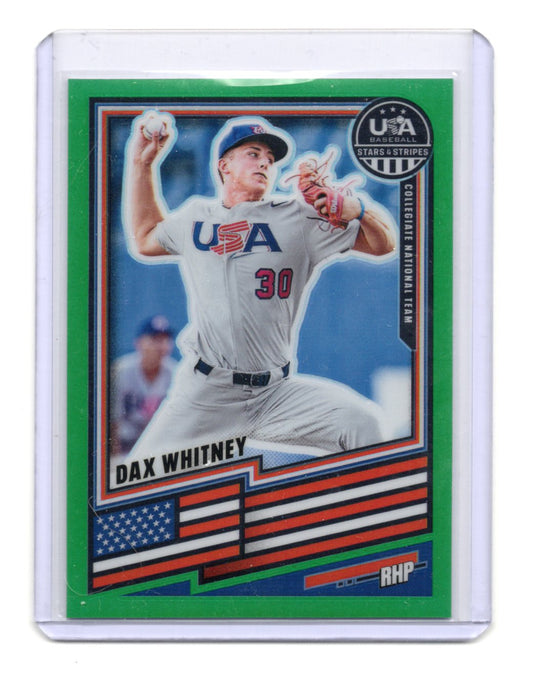 2026 Panini Stars & Stripes Prizm USA Baseball Dax Whitney Card Green