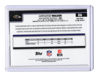2025 Topps Chrome Devontez Walker Card Pink X-Fractor Baltimore Ravens #26
