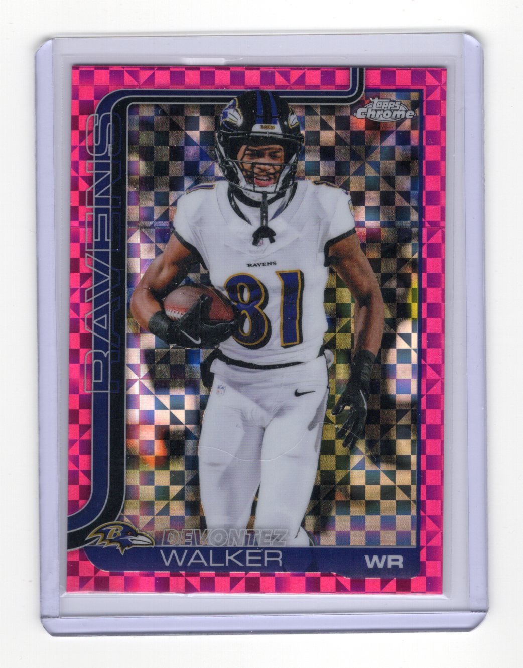 2025 Topps Chrome Devontez Walker Card Pink X-Fractor Baltimore Ravens #26