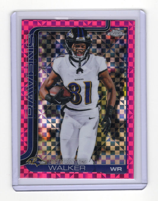 2025 Topps Chrome Devontez Walker Card Pink X-Fractor Baltimore Ravens #26