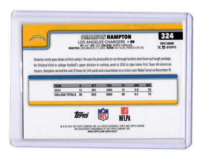 2025 Topps Chrome Omarion Hampton Card X-Fractor RC Los Angeles Chargers #324