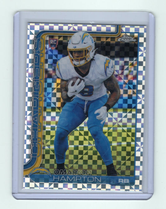 2025 Topps Chrome Omarion Hampton Card X-Fractor RC Los Angeles Chargers #324