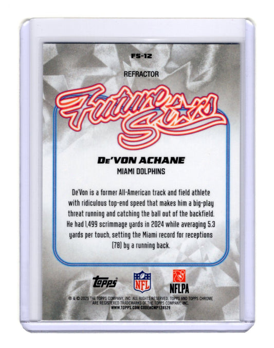 2025 Topps Chrome De'Von Achane Card Future Stars Refractor i Dolphins