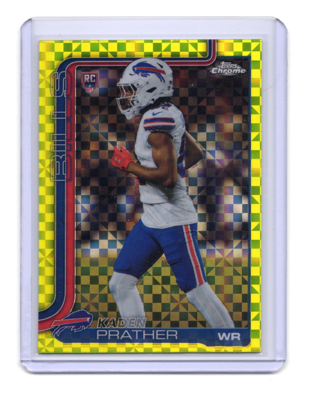 2025 Topps Chrome Kaden Prather Card Lime Green X-Fractor RC Buffalo Bills #394