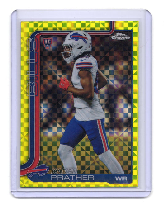 2025 Topps Chrome Kaden Prather Card Lime Green X-Fractor RC Buffalo Bills #394