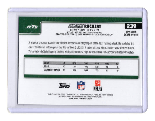 2025 Topps Chrome Jeremy Ruckert Card X-Fractor New York Jets #239