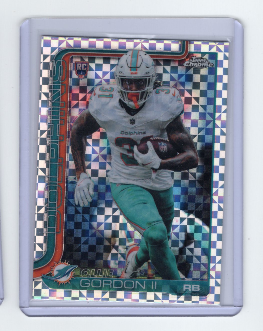 2025 Topps Chrome Ollie Gordon II Card X-Fractor RC Miami Dolphins #327