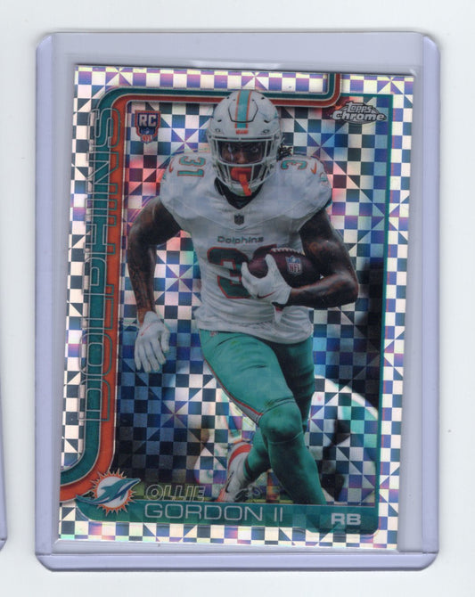 2025 Topps Chrome Ollie Gordon II Card X-Fractor RC Miami Dolphins #327
