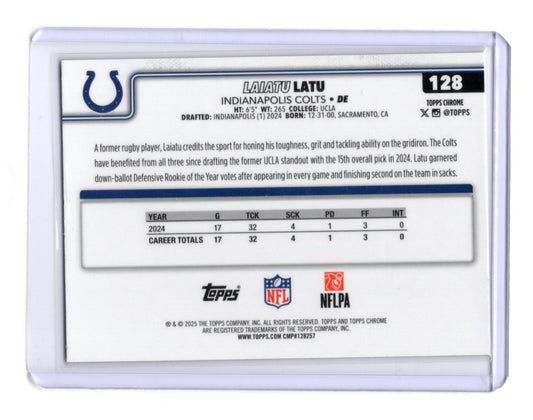 2025 Topps Chrome Laiatu Latu Card Pink X-Fractor Indianapolis Colts #128