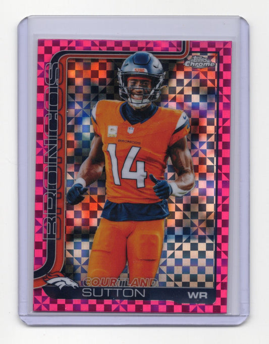 2025 Topps Chrome Courtland Sutton Card Pink X-Fractor Denver Broncos #86