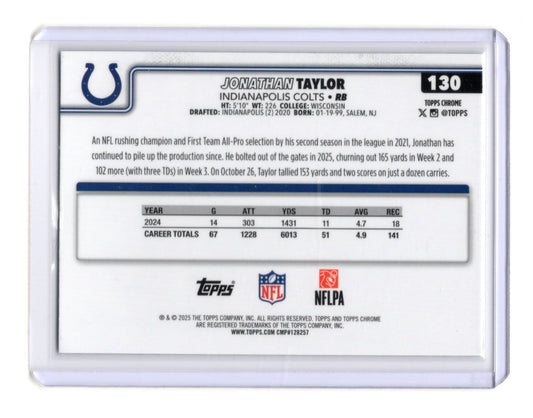 2025 Topps Chrome Jonathan Taylor Card X-Fractor Indianapolis Colts #130