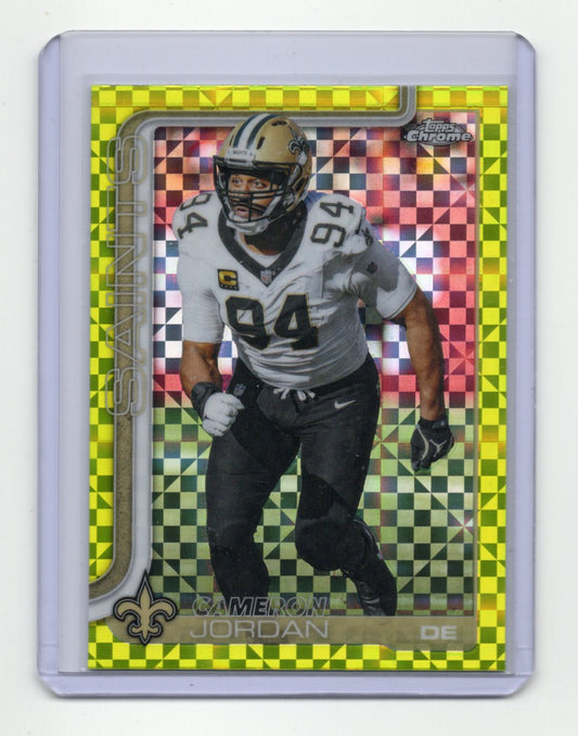 2025 Topps Chrome Cameron Jordan Card Lime Green X-Fractor  Saints #221