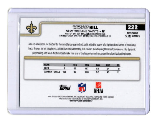 2025 Topps Chrome Taysom Hill Card Green Wave Refractor SN  Saints #/99