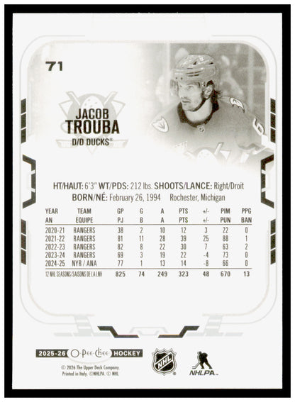 2025-26 O-Pee-Chee Jacob Trouba Card Anaheim Ducks #71