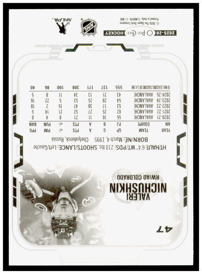 2025-26 O-Pee-Chee Valeri Nichushkin Card Colorado Avalanche #47