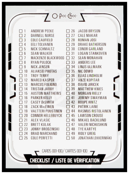 2025-26 O-Pee-Chee Checklist: 1-100 Card #100