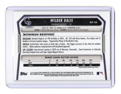 2026 Bowman Wilder Dalis Card Chrome Prospects Colorado Rockies #BCP-150