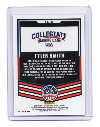 2026 Panini Stars & Stripes Prizm USA Baseball Tyler Smith Card #123