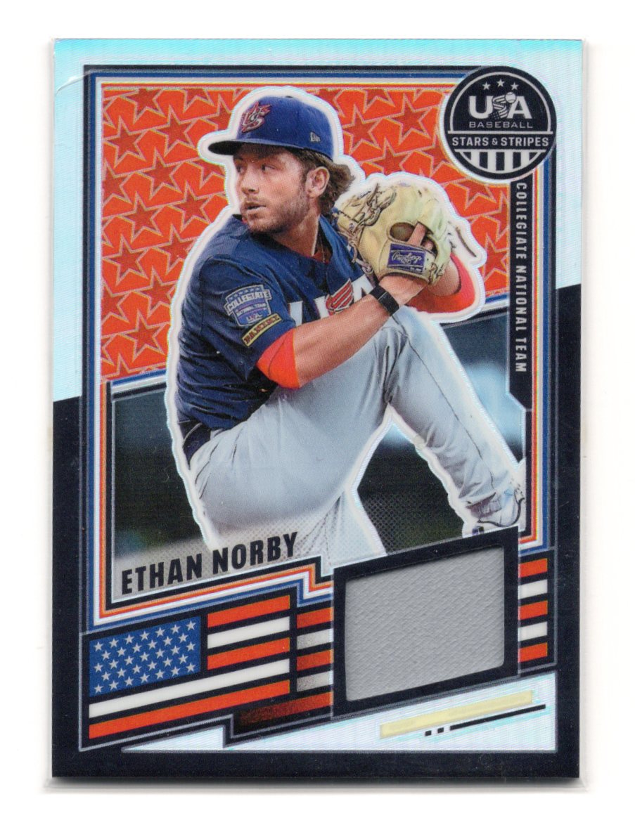 2026 Panini Stars & Stripes Prizm USA Baseball Ethan Norby Card USA Materials