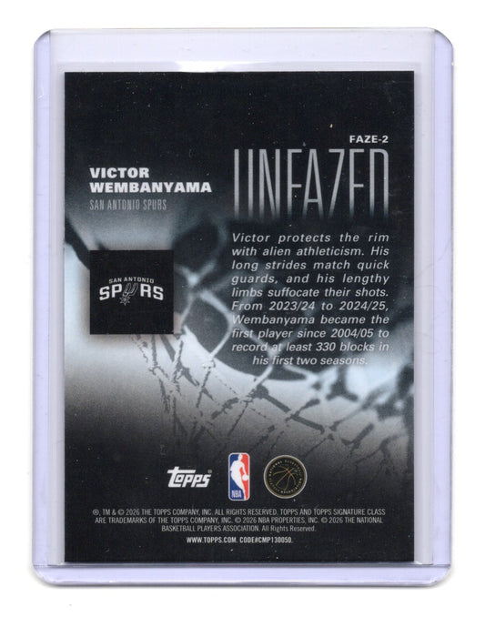 2025-26 Topps Signature Class Victor Wembanyama Unfazed Insert #FAZE-2 Spurs