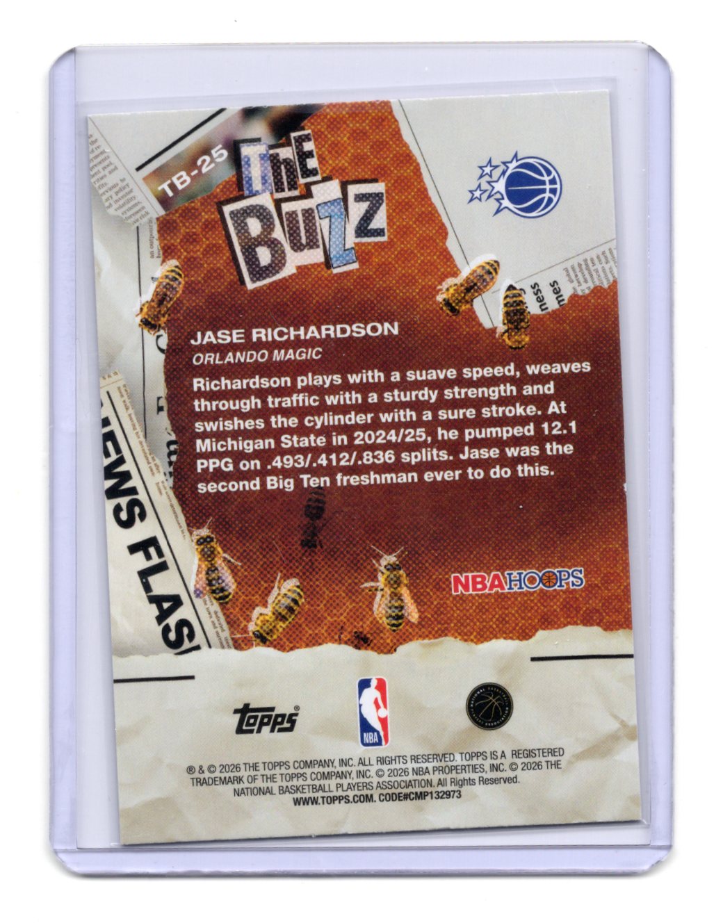 2025-26 Hoops Jase Richardson Card The Buzz Orlando Magic #TB-25