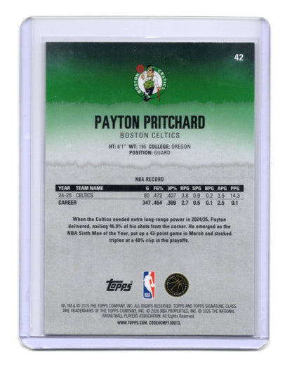 2025-26 Topps Signature Class Payton Pritchard Card Blue & Orange Celtics