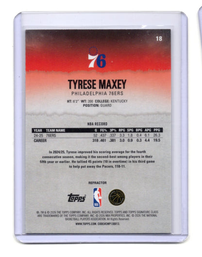 2025-26 Topps Signature Class Tyrese Maxey Card Philadelphia 76ers #18