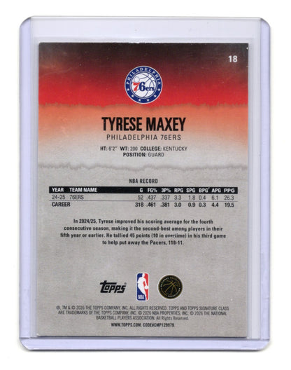 2025-26 Topps Signature Class Tyrese Maxey Card Chrome 76ers #18