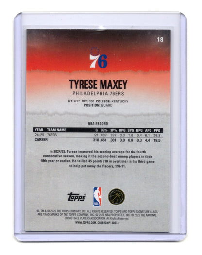 2025-26 Topps Signature Class Tyrese Maxey Card Bronze 76ers #18