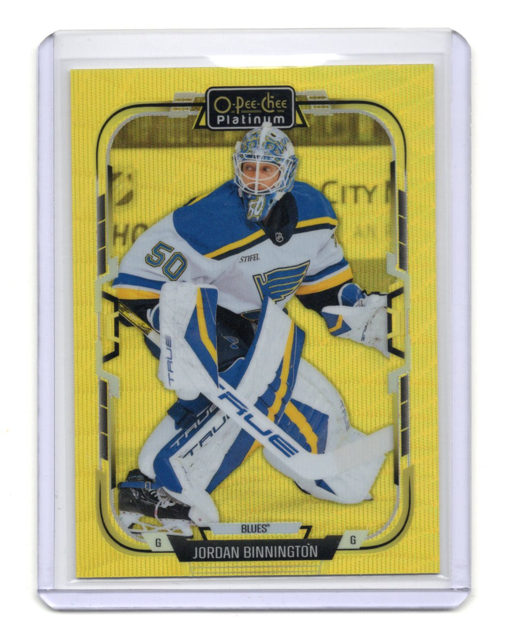 2025-26 O-Pee-Chee Platinum Jordan Binnington Neon Yellow Surge #86 Blues