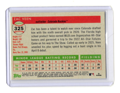 2025 Topps Chrome Platinum Anniversary Zac Veen Rookie RC #325 Rockies