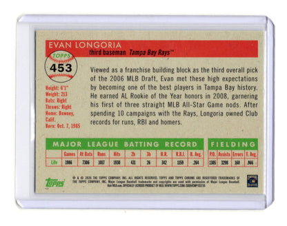 2025 Topps Chrome Platinum Anniversary Evan Longoria #453 Tampa Bay Rays