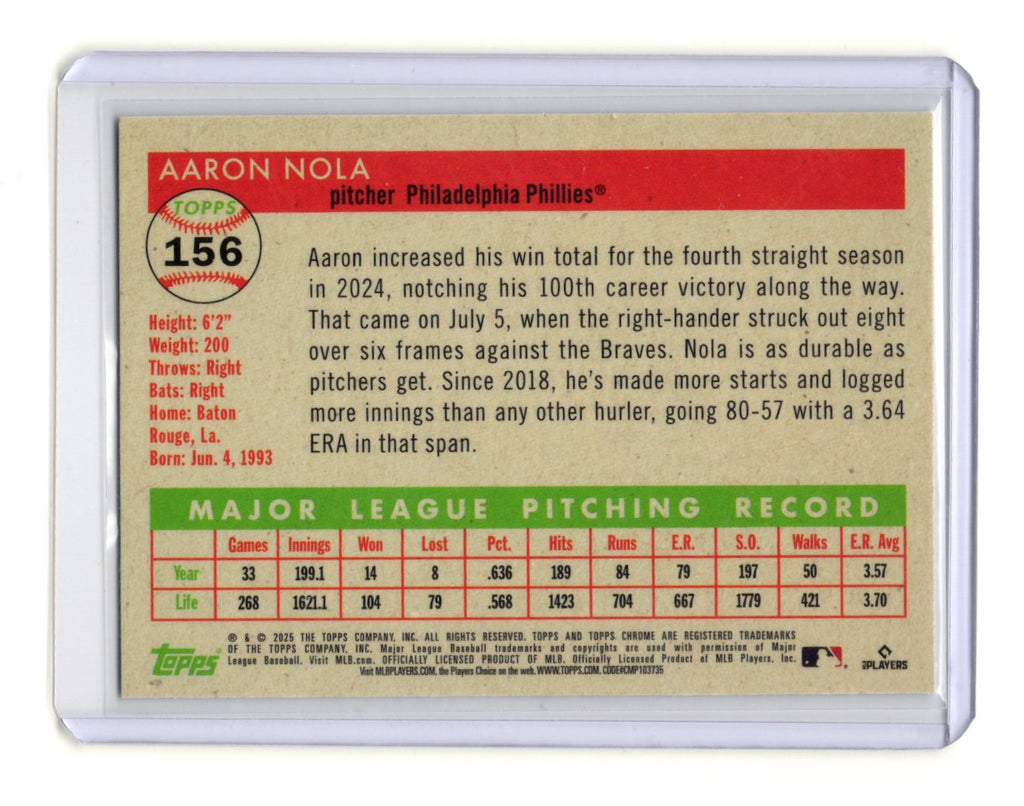 2025 Topps Chrome Platinum Anniversary Aaron Nola #156 Philadelphia Phillies