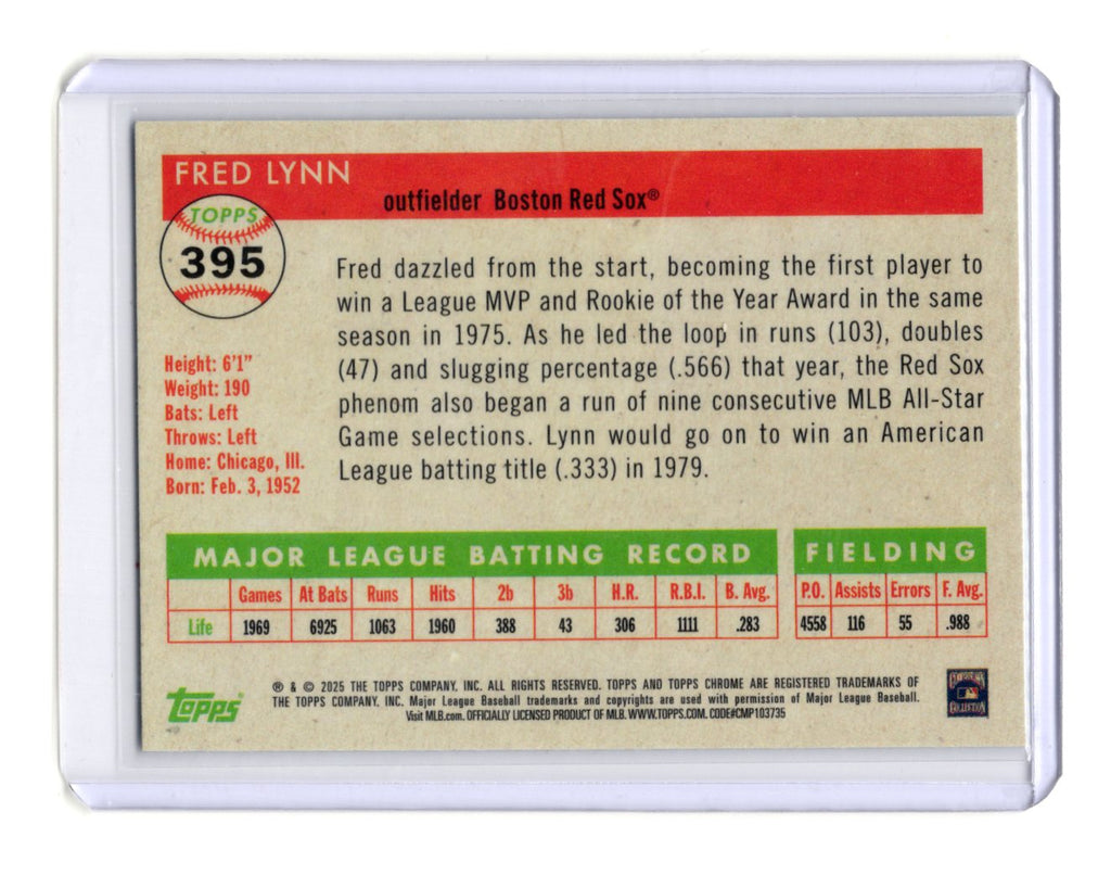 2025 Topps Chrome Platinum Anniversary Fred Lynn #395 Boston Red Sox